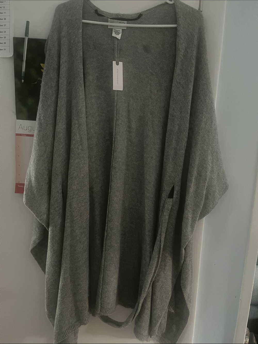 Anthropologie Soft Open-Front Gray Knit Sweater Wrap